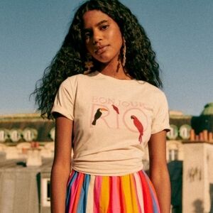 Sezane x Farm Rio Bird Tee sz XL